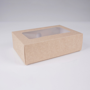 Professional Custom Rectangle Transparent Window Kraft Paper Candy Cookie Food Gift Packaging Box Clear Pvc Windows Drawer Box