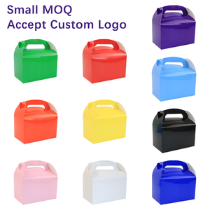 Accept Custom Logo Multi-color Party Favour Gift Gable Paper Boxes With Handle Birthday Baby Shower Candy Treat Boxes for Kids