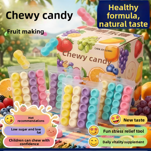 Chewy Fruit Flavored Stress Relief Gummy Candies Stretchy Tug Colorful Soft Individually Wrapped